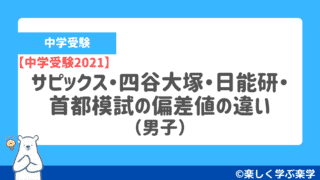 【中学受験2021】サピックス・四谷大塚・日能研・首都模試の偏差値の違い(男子)