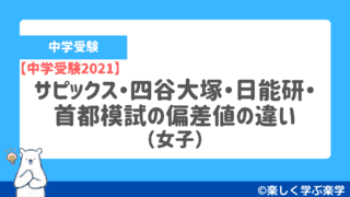 【中学受験2021】サピックス・四谷大塚・日能研・首都模試の偏差値の違い(女子)