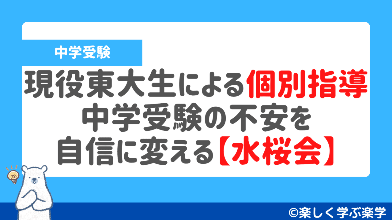現役東大生による個別指導 中学受験の不安を 自信に変える【水桜会】